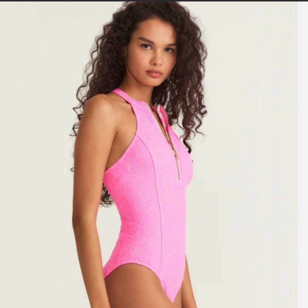 LoveShackFancy Pink One Piece Swimsuit